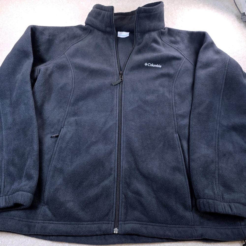 Columbia Benton Springs Fleece Jacket Womens 1X Black Full Zip Mock Neck Outdoor - Picture 3 of 9